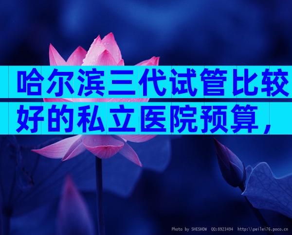 哈尔滨三代试管比较好的私立医院预算，想在哈尔滨做试管的人不要错过
