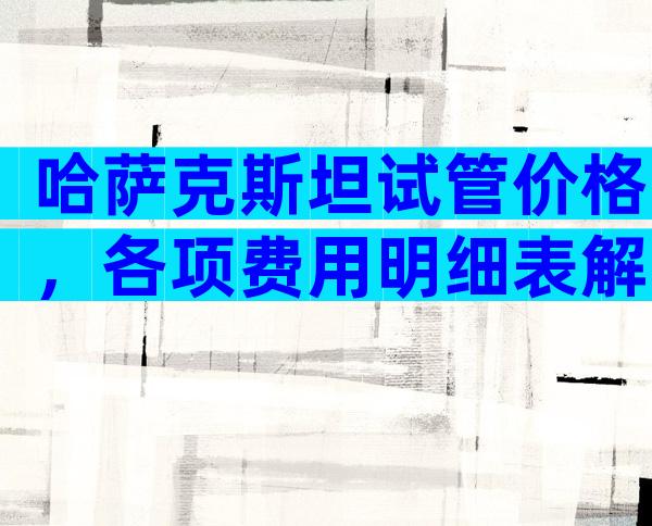 哈萨克斯坦试管价格，各项费用明细表解读!