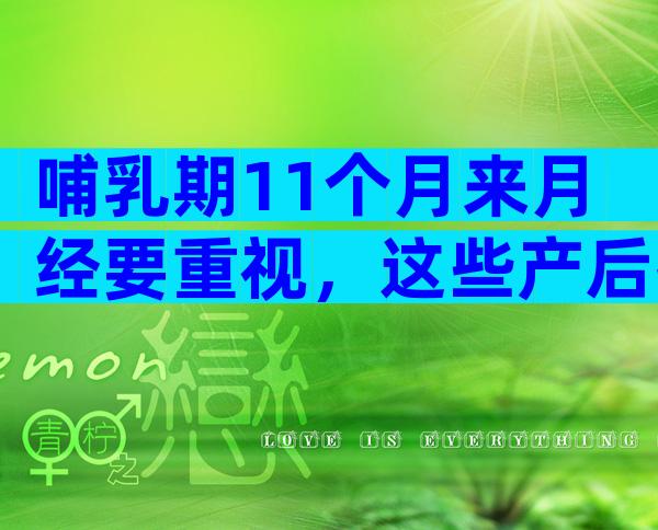哺乳期11个月来月经要重视，这些产后护理知识妈妈们要清楚