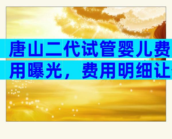 唐山二代试管婴儿费用曝光，费用明细让你不花冤枉钱