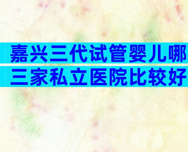 嘉兴三代试管婴儿哪三家私立医院比较好，详细信息？