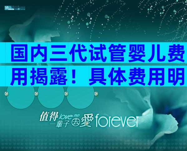 国内三代试管婴儿费用揭露！具体费用明细清单