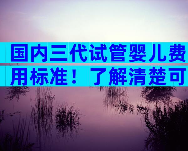 国内三代试管婴儿费用标准！了解清楚可少花钱