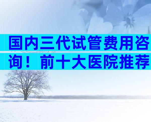 国内三代试管费用咨询！前十大医院推荐