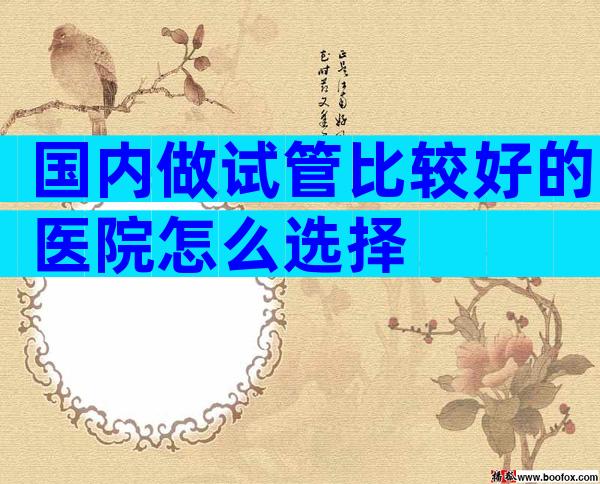 国内做试管比较好的医院怎么选择