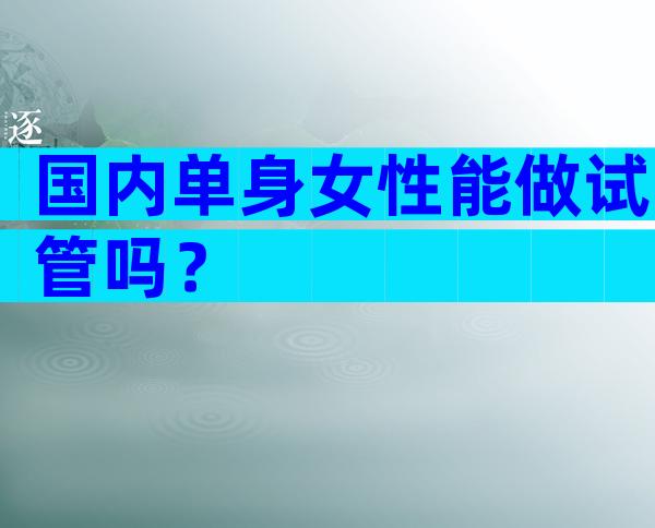 国内单身女性能做试管吗？