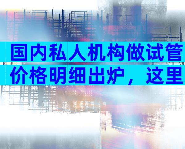 国内私人机构做试管价格明细出炉，这里告诉你所有流程开销