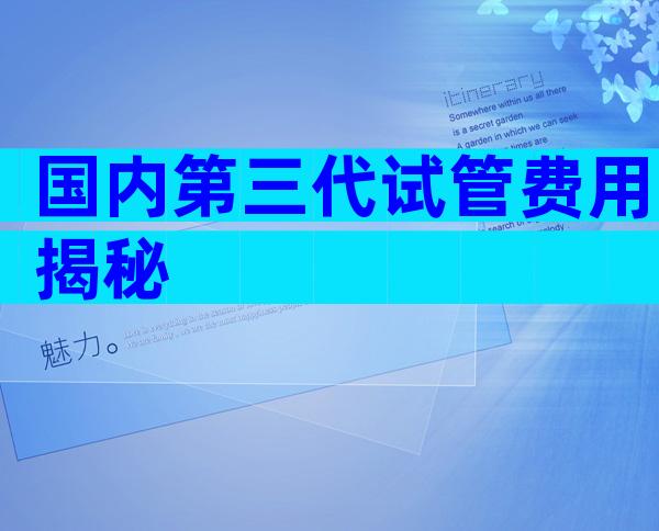 国内第三代试管费用揭秘