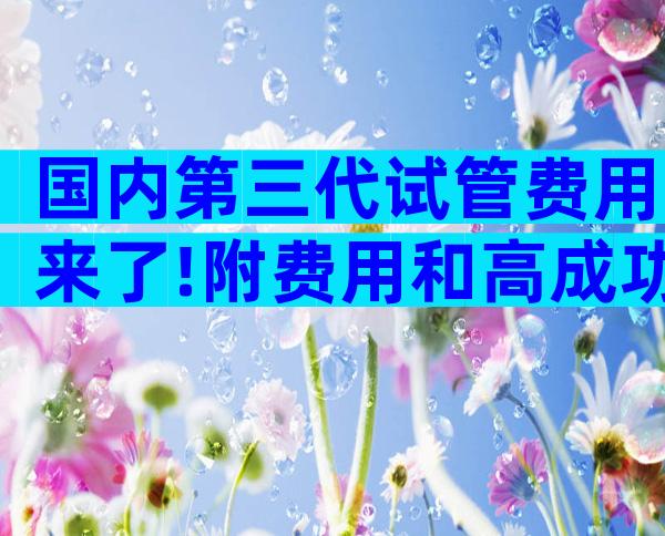 国内第三代试管费用来了!附费用和高成功率全解读
