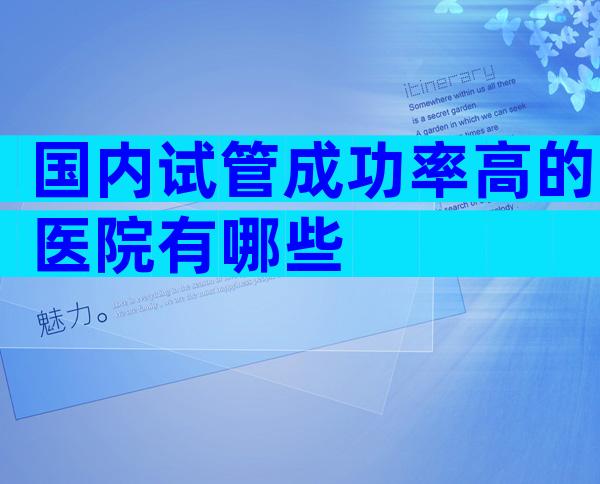 国内试管成功率高的医院有哪些