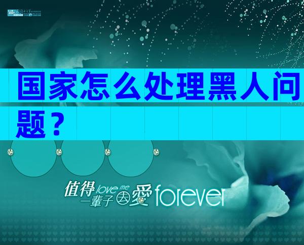 国家怎么处理黑人问题？