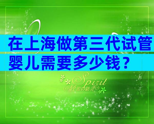 在上海做第三代试管婴儿需要多少钱？