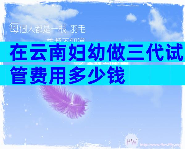 在云南妇幼做三代试管费用多少钱
