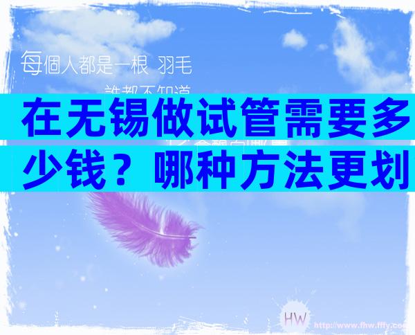 在无锡做试管需要多少钱？哪种方法更划算？