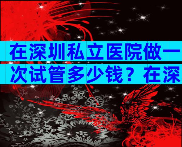 在深圳私立医院做一次试管多少钱？在深圳私立医院做一次试管多少钱？