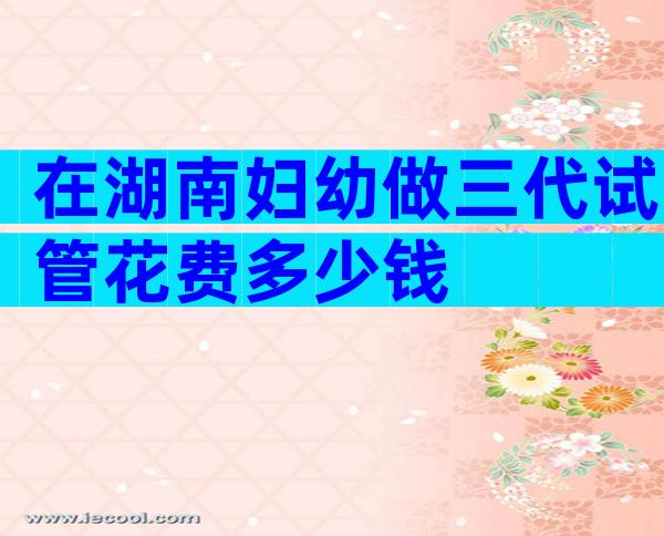 在湖南妇幼做三代试管花费多少钱