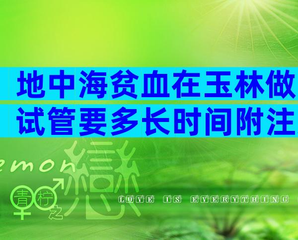 地中海贫血在玉林做试管要多长时间附注意事项及成功率影响因素