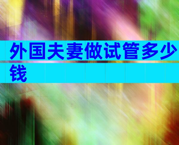 外国夫妻做试管多少钱