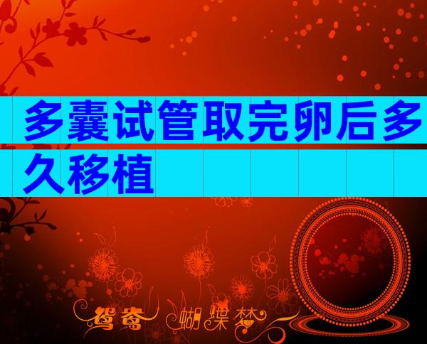 多囊试管取完卵后多久移植