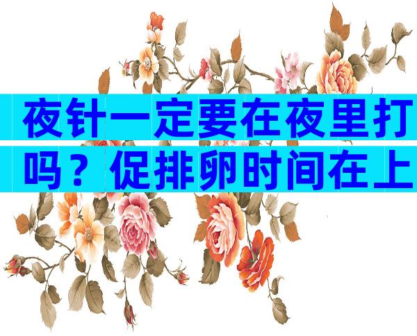 夜针一定要在夜里打吗？促排卵时间在上午但微刺激方案可能提前