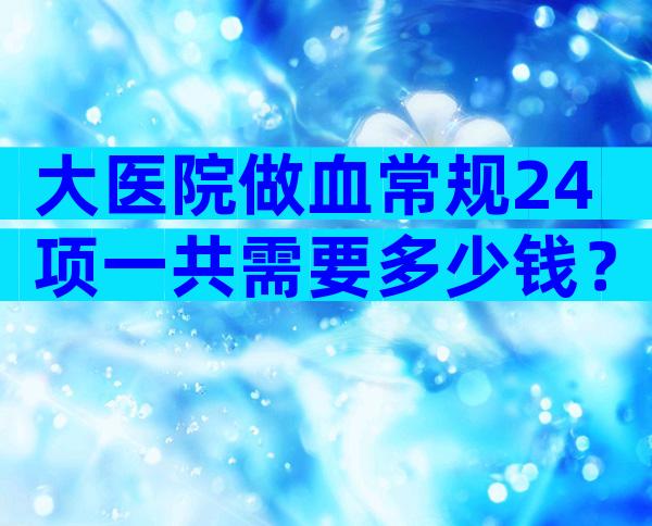 大医院做血常规24项一共需要多少钱？