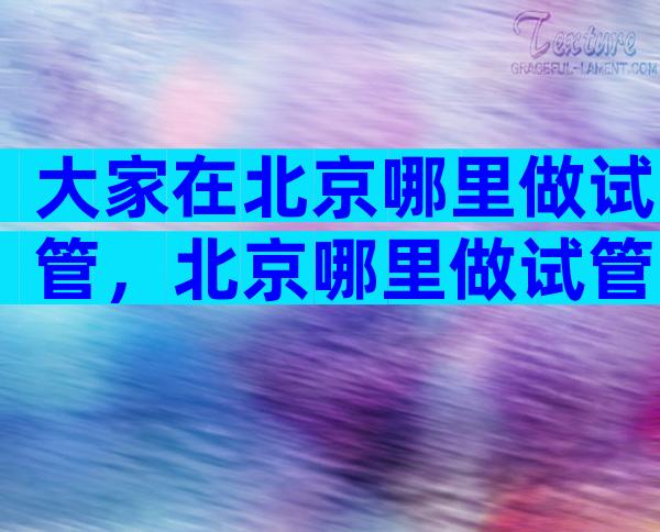 大家在北京哪里做试管，北京哪里做试管比较好