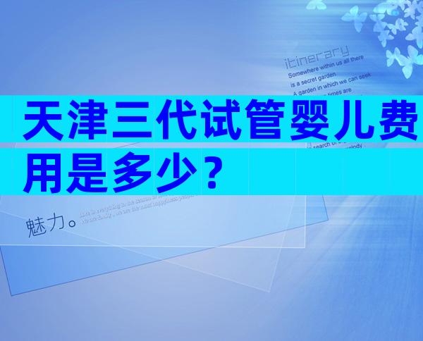 天津三代试管婴儿费用是多少？