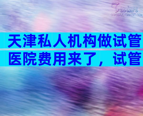 天津私人机构做试管医院费用来了，试管孩费用一览？