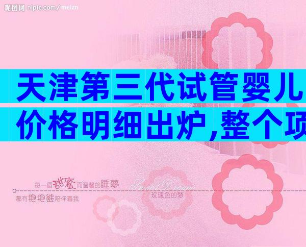 天津第三代试管婴儿价格明细出炉,整个项目费用明细出炉。