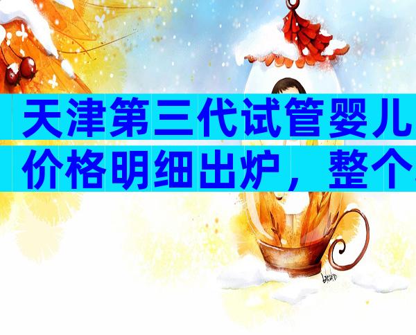 天津第三代试管婴儿价格明细出炉，整个项目费用明细出炉。