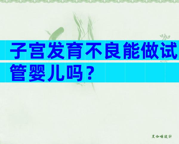 子宫发育不良能做试管婴儿吗？