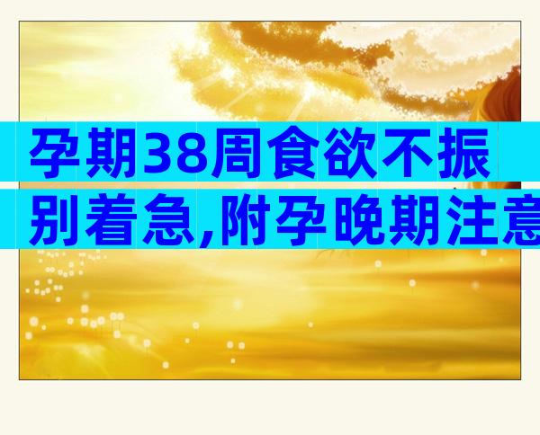 孕期38周食欲不振别着急,附孕晚期注意事项及科学饮食
