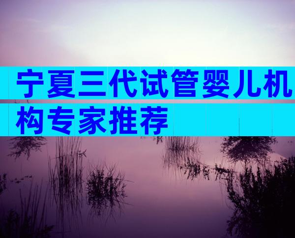 宁夏三代试管婴儿机构专家推荐