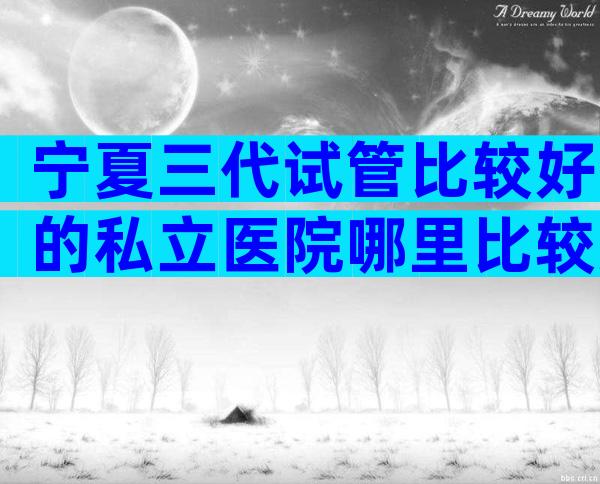 宁夏三代试管比较好的私立医院哪里比较好？
