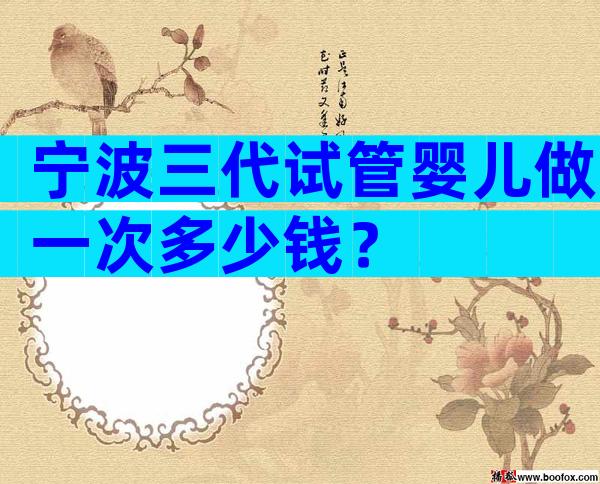 宁波三代试管婴儿做一次多少钱？