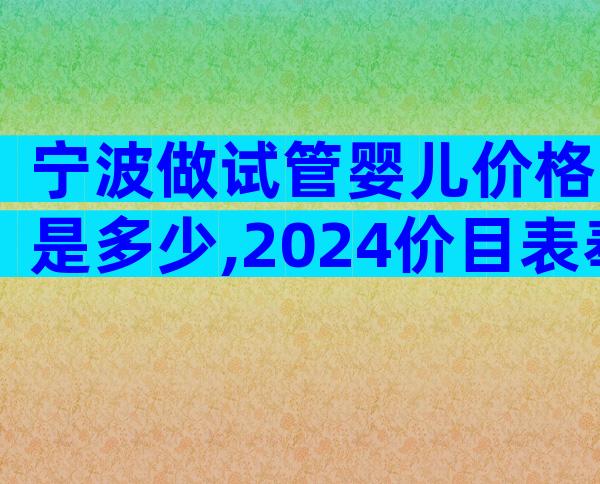 宁波做试管婴儿价格是多少,2024价目表奉上