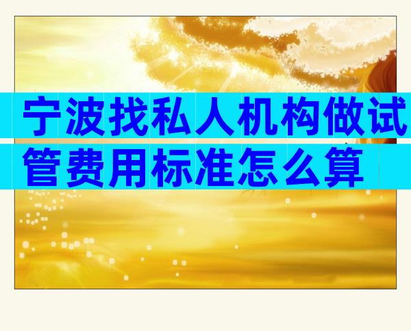 宁波找私人机构做试管费用标准怎么算
