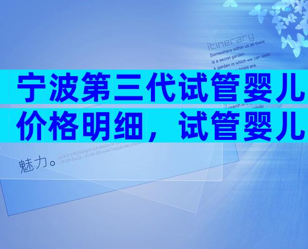宁波第三代试管婴儿价格明细，试管婴儿费用明细？