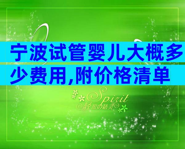 宁波试管婴儿大概多少费用,附价格清单