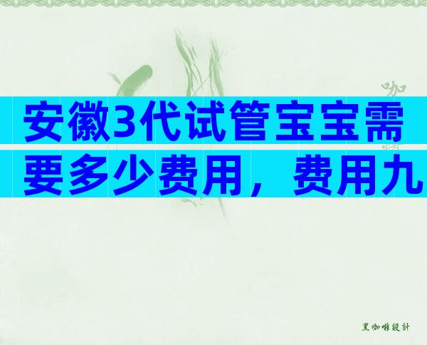 安徽3代试管宝宝需要多少费用，费用九万够吗？