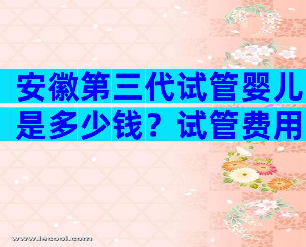 安徽第三代试管婴儿是多少钱？试管费用明细公布
