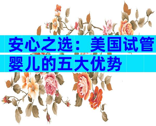 安心之选：美国试管婴儿的五大优势