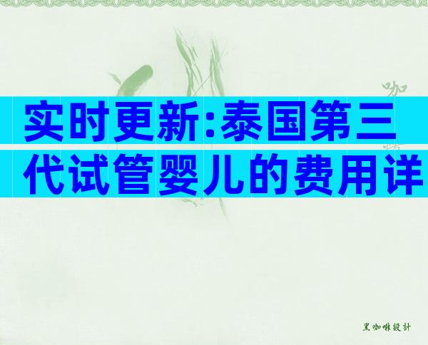 实时更新:泰国第三代试管婴儿的费用详细清单!