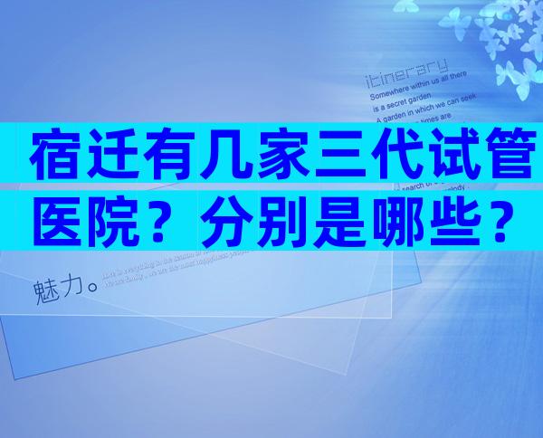 宿迁有几家三代试管医院？分别是哪些？