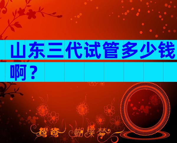 山东三代试管多少钱啊？