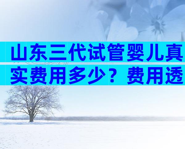 山东三代试管婴儿真实费用多少？费用透明不再愁！