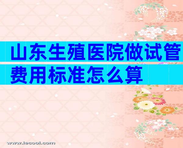山东生殖医院做试管费用标准怎么算