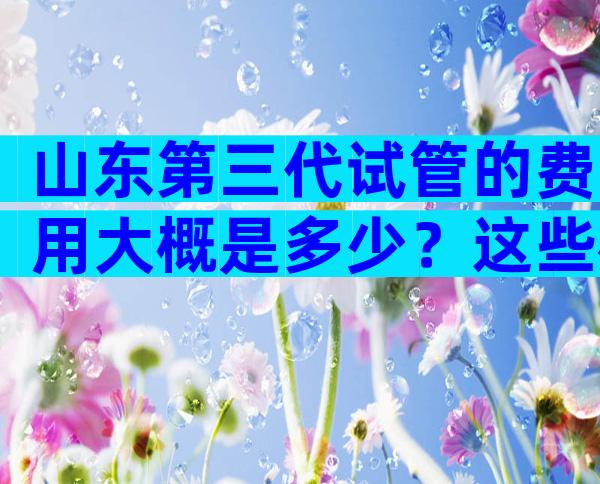 山东第三代试管的费用大概是多少？这些检查有效期半年要知道