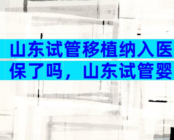山东试管移植纳入医保了吗，山东试管婴儿多少钱明细表