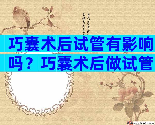 巧囊术后试管有影响吗？巧囊术后做试管婴儿能成功吗？